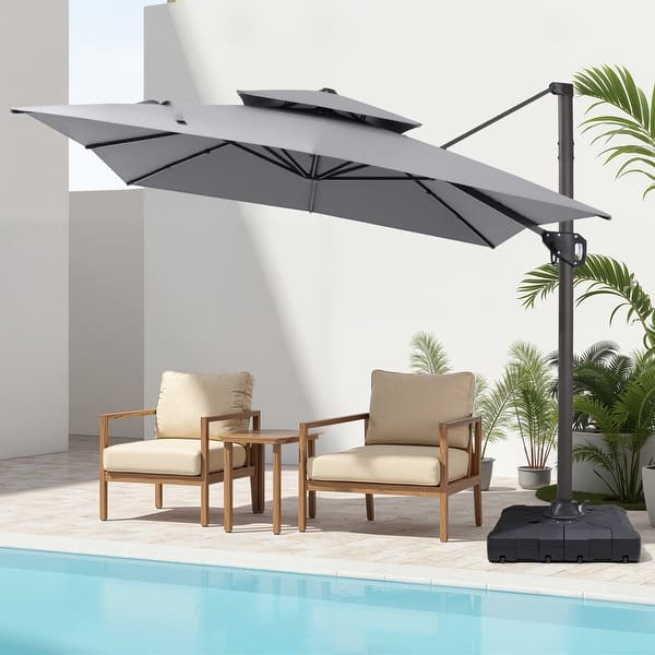 ann and hope patio dining set with led light umbrella 9ft Solar Lighted Outdoor Patio Market Umbrella with Hand Crank and Tilt, Pink