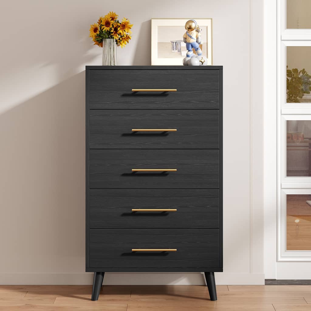 5/6/Chest of Drawers Dresser Modern Drawers with Metal Handles, Wood Storage Dresser for Bedroom, Living Room, Entryway