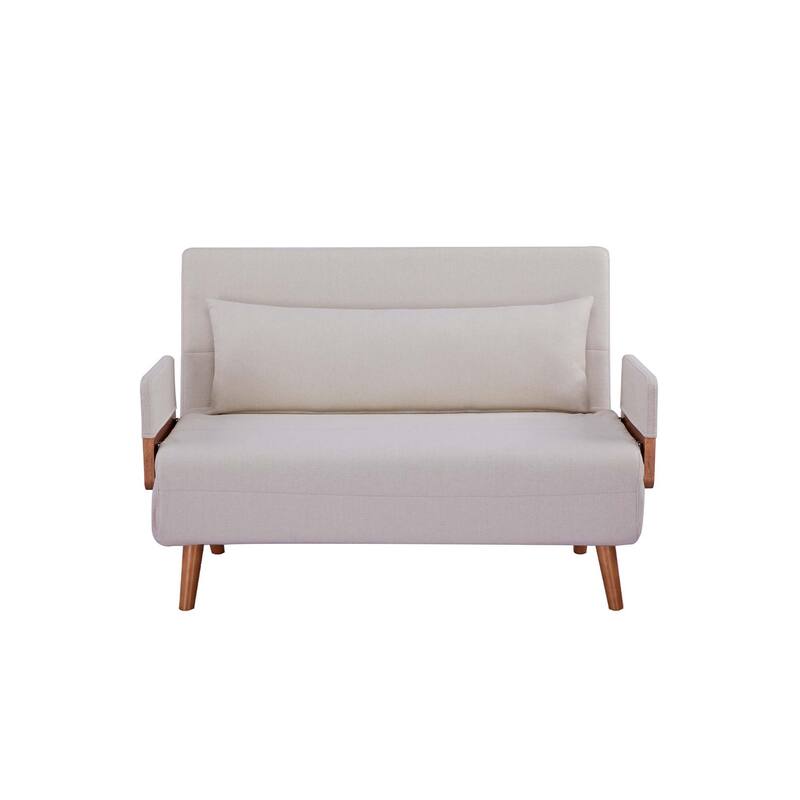 Extra Wide 3 in 1 Loveseat Folding Sofa Bed 10s Convert 3 Position Backrest Gray Small Apartment