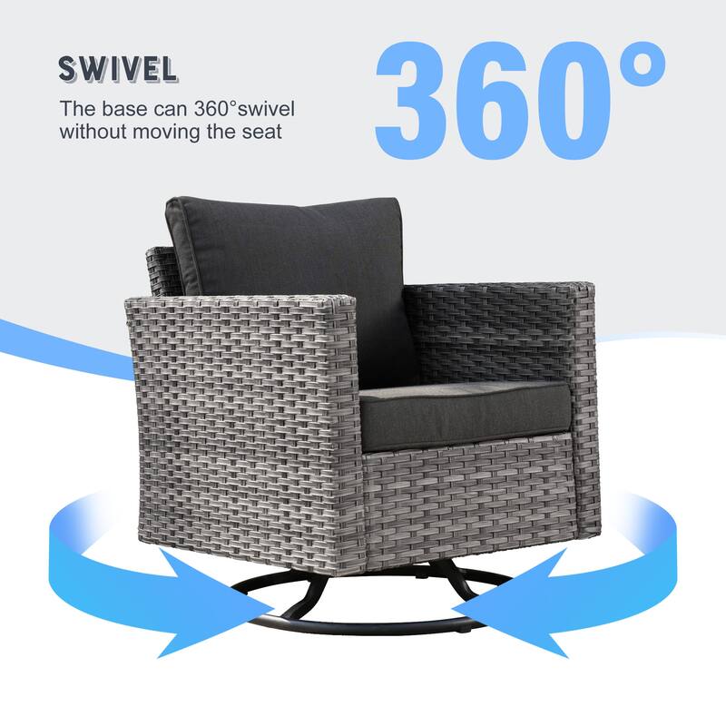 OVIOS 7-piece Wicker Sectional Sofa Swivel Rocking Chair Set