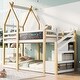 preview thumbnail 22 of 34, Twin House Bunk Bed with Stairs & Blackboards - Playful Design for Kids