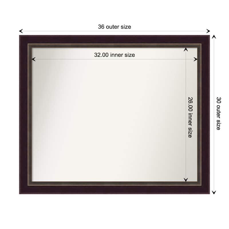 Signore Bronze Framed Non-Beveled Custom Wall Mirror, Bathroom Vanity Mirror - Outer Size: 36.25 x 30.25