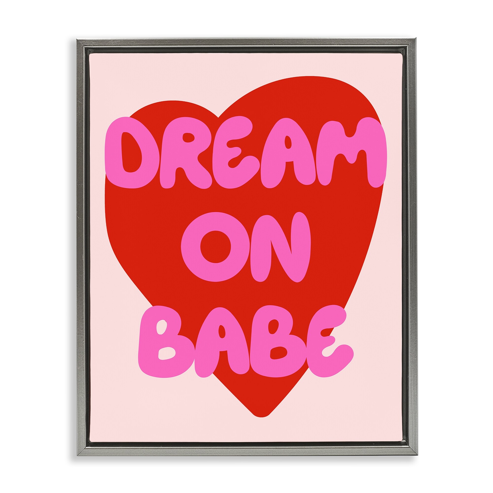 Stupell Dream On Babe Red Heart Framed Floater Canvas Wall Art Design By House of Lulu