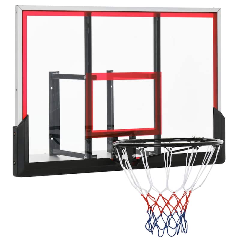 Soozier Wall Mounted Basketball Hoop, Basketball Goal with 43" x 30" Shatter Proof Backboard