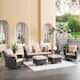 OVIOS 6-piece Rattan Wicker Patio Furniture Set Swivel Rocking Chair Set - Beige