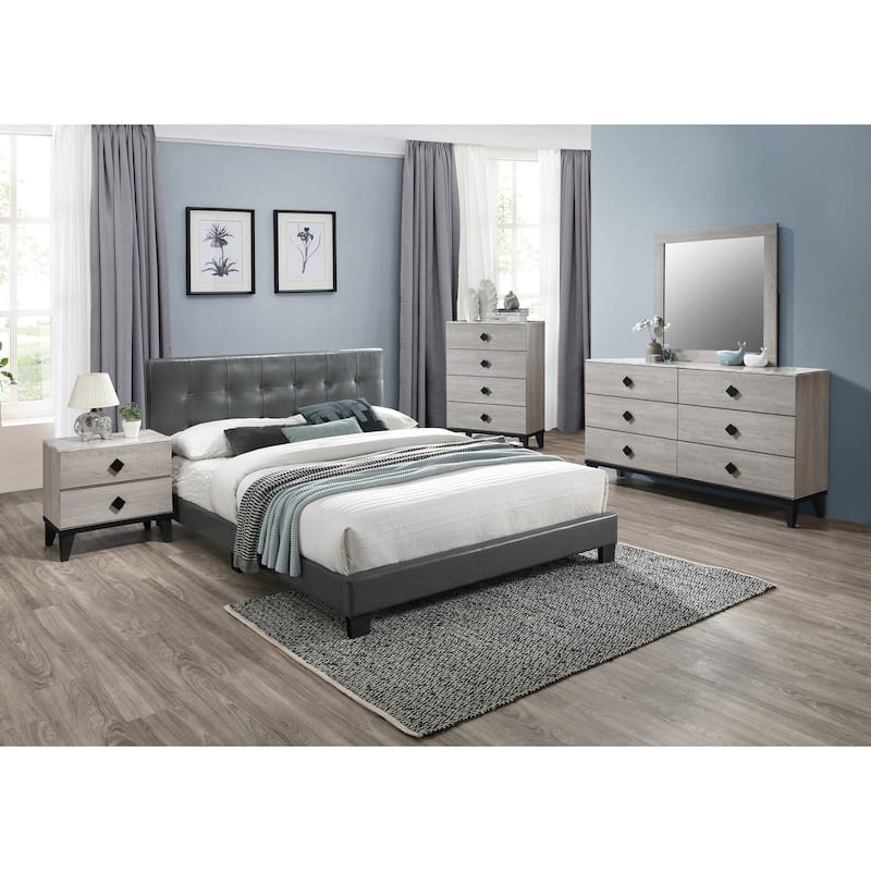 Bedroom Furniture Contemporary Look Nightstand Drawers Bed Side Table plywood - Cream