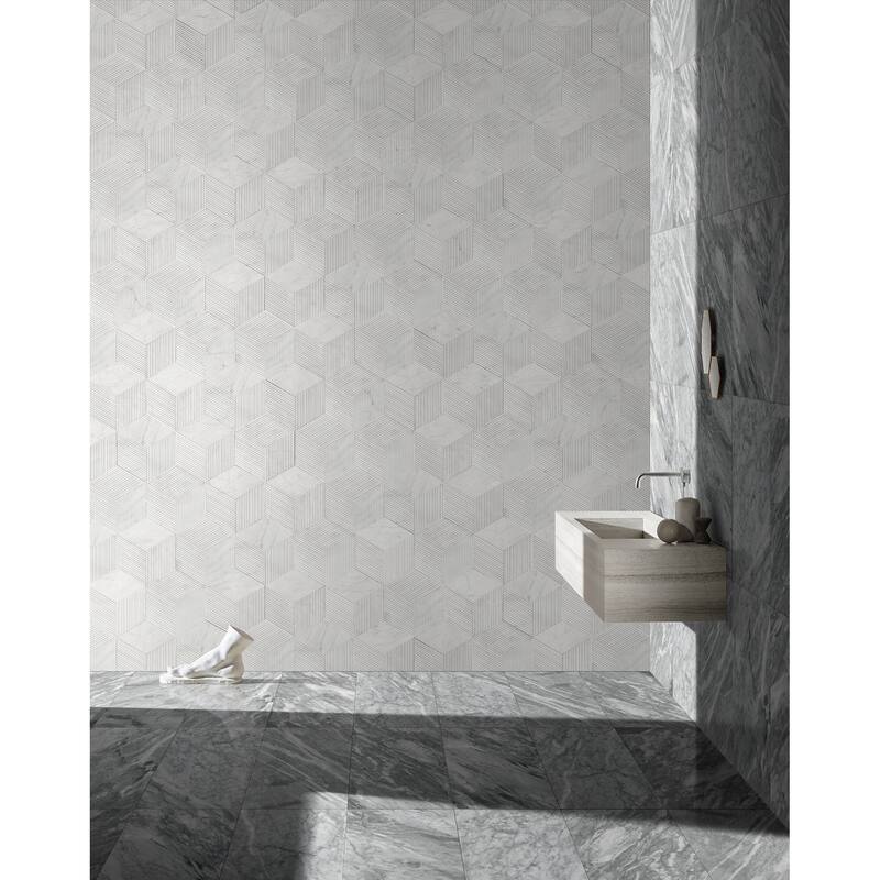 12*24 Carrara Marble, Gray marble, natural marble, real marble, for wall and floor, polished marble tile, 1 box 4 pcs