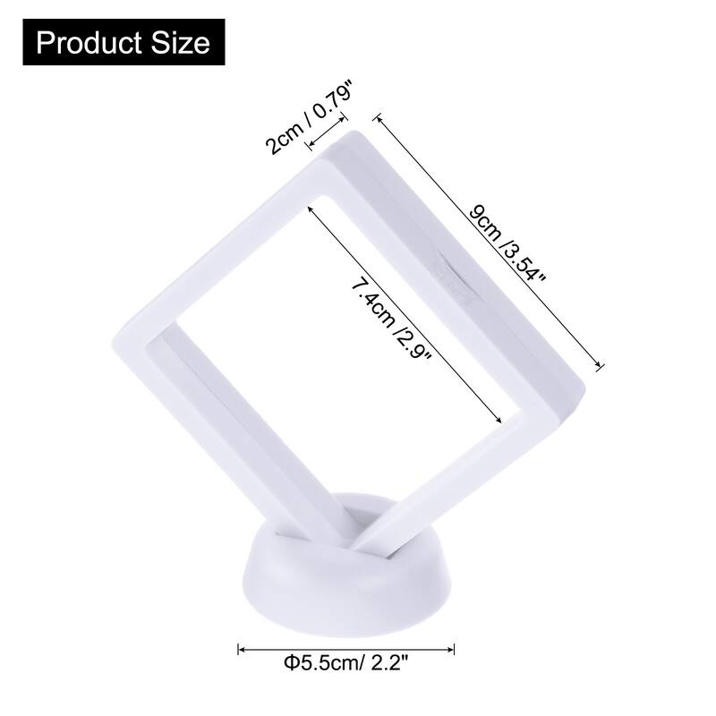 12 Pcs 3D Floating Display Case, Display Holder PE Jewelry Storage Box - White - 3.54 x 3.54 Inch
