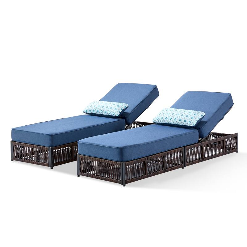 Pocassy 2 Pieces Patio Chaise Lounge Chair with Adjustable Backrest