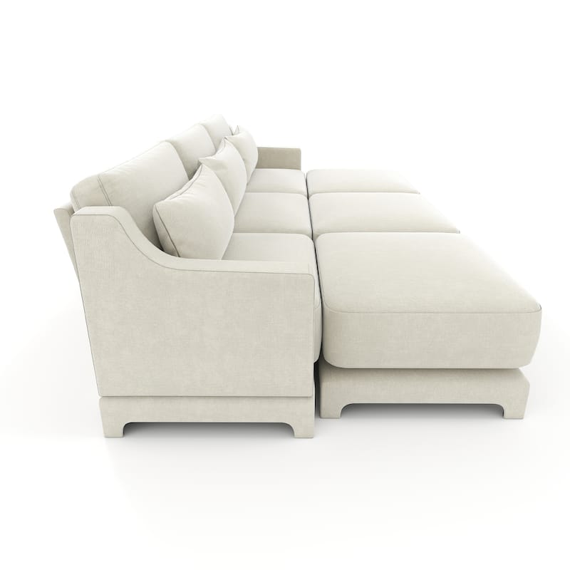 105.9" Chenille Ergonomic 3-Seater Sofa with 3 Movable Ottomans, Lumbar Pillow, and High-Resilience Sponge