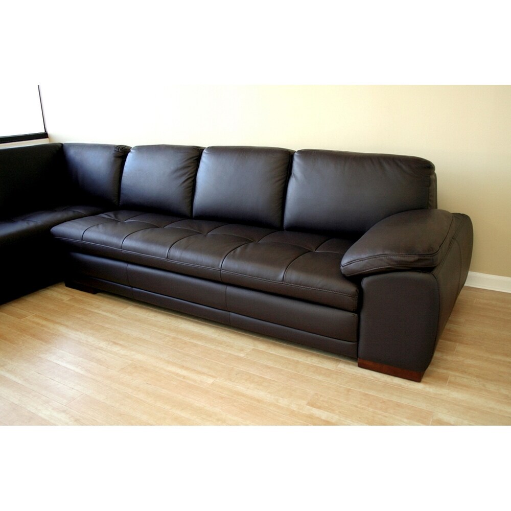 Shop Diana 2pcs Dark Brown Leather Sofa Chaise Sectional Reverse On Sale Overstock 22288418