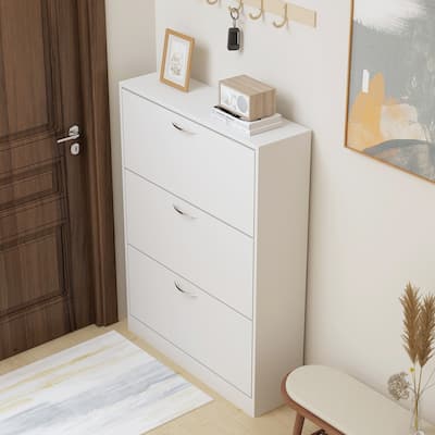 Timechee 31.6"W 18-24 Pair Shoe Storage Cabinet Space Saving