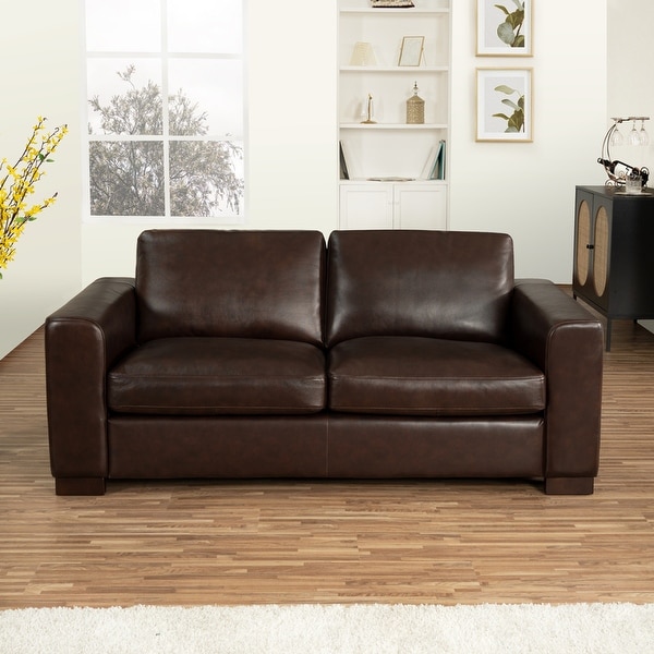 Freya Oversized Genuine Leather Loveseat Sofa Ultimate Comfort