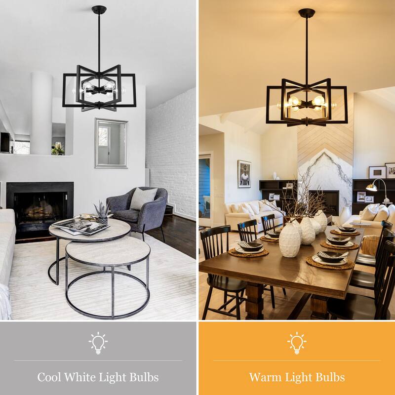6 Light Simple Modern Chandelier Adjustable Height Light Bulb Not Included