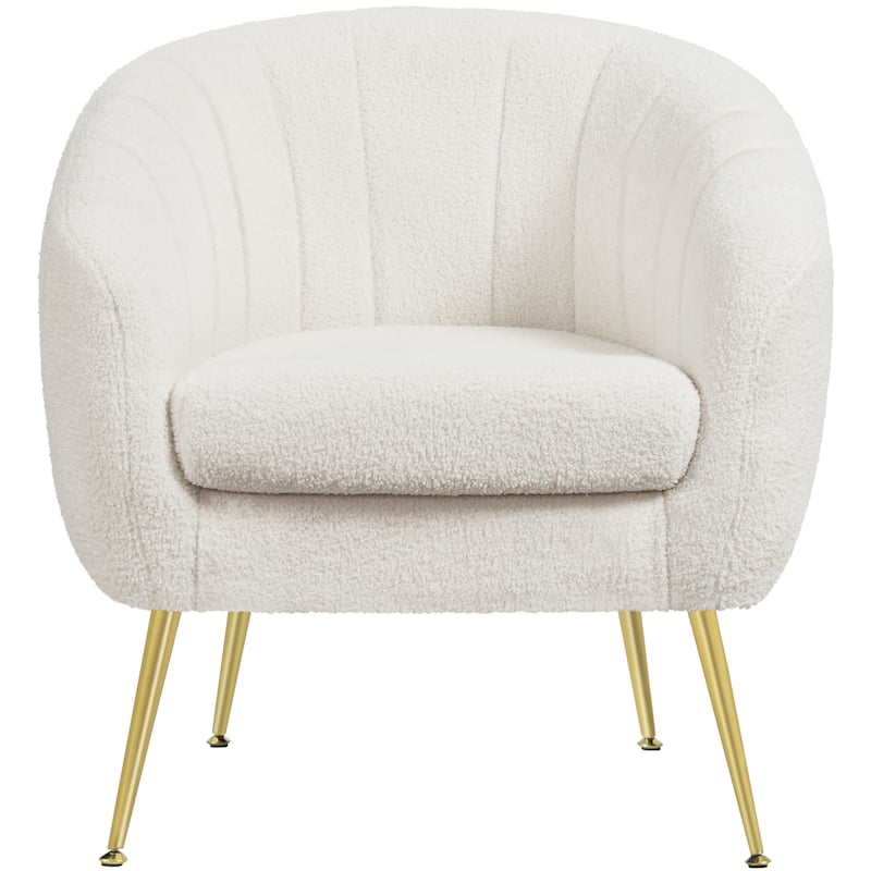 Yaheetech Velvet Accent Armchair Barrel Chair with Metal Legs for Living Room