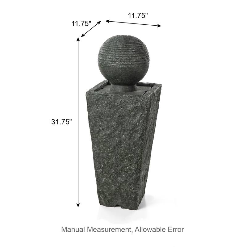 Demta Floating Pedestal Sphere Polyresin LED Garden Fountain with Pebbles by Havenside Home
