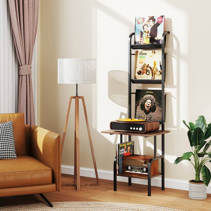 Gymax 5-Tier Record Player Stand w/ Vinyl Display Shelf Record Player