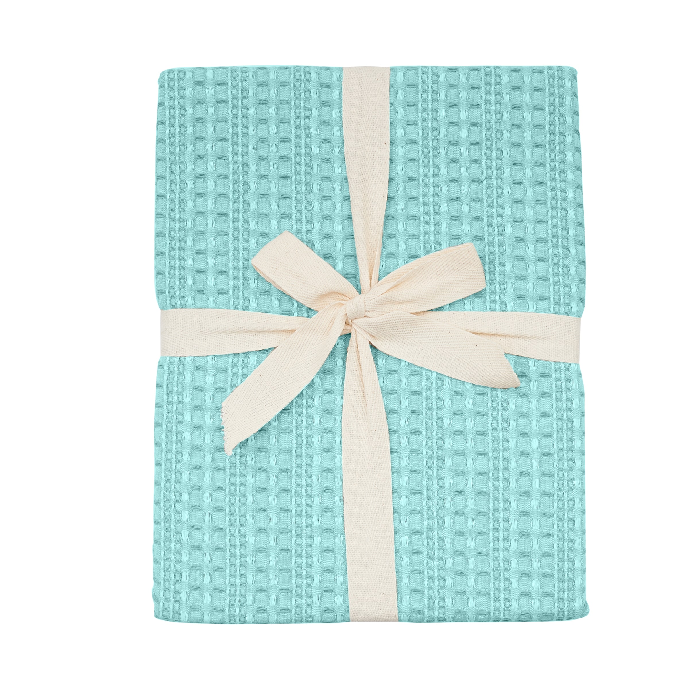 50" x 60" Sea Glass Premium Cotton Woven Textured Waffle Throw Blanket