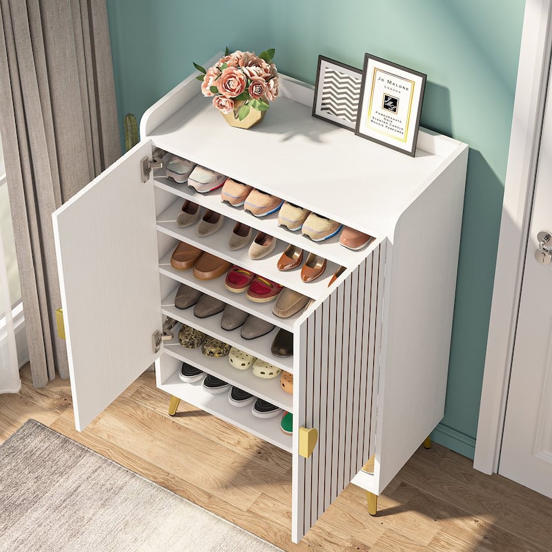 Shoe Cabinet with Doors, 7-Tier Shoe Storage Cabinet for Entryway