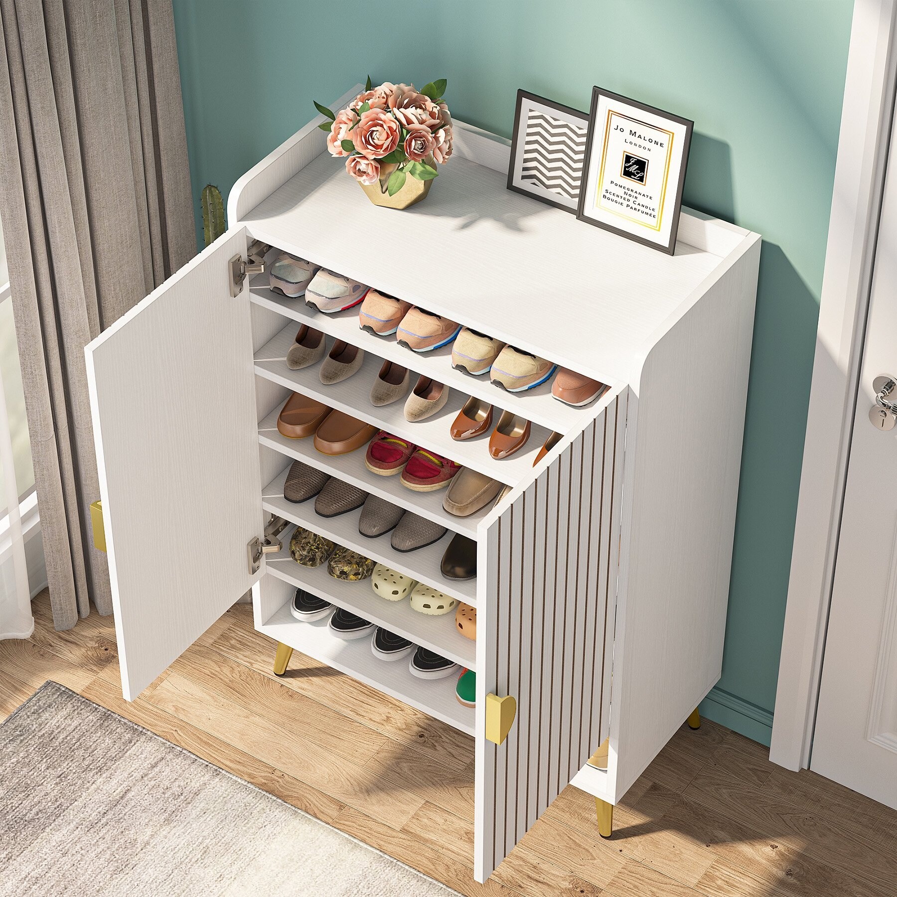 Shoe Cabinet with Doors Entryway Shoe Storage Cabinet with