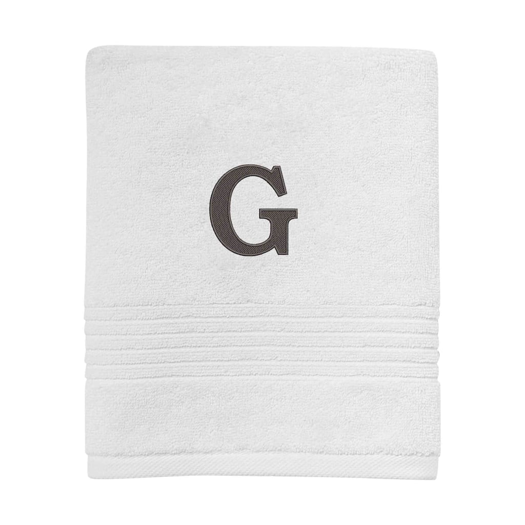 Avanti Linens Wht/Gry Block Monogram Hand Towel - Hand Towel