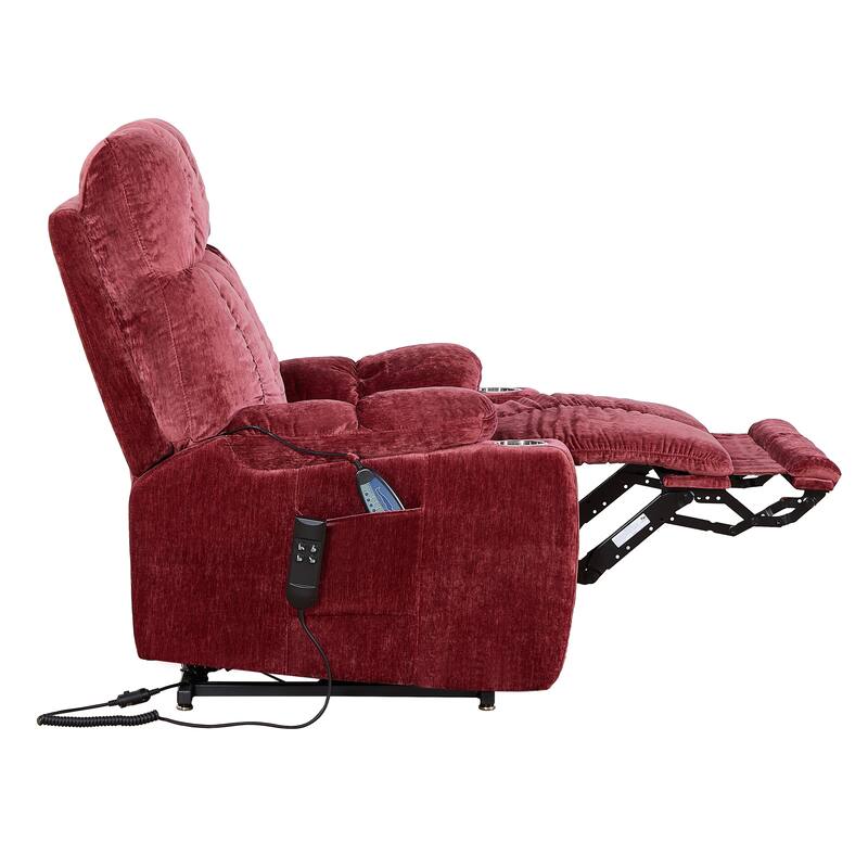 Electric Lift Recliner Sofa with Massage and Heating, 8 Vibrating Points, 1 Lumbar Heating Point, Adjustable Backrest Footrest