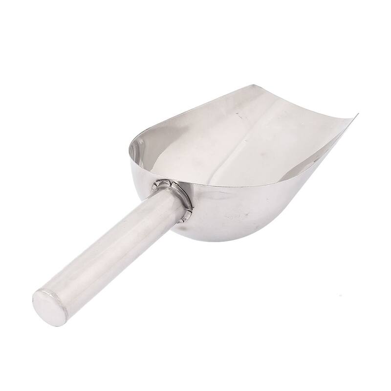 Home Kitchen Stainless Steel Flour Shovel Dry Bin Ice Scoop 24.5cm - Silver Tone
