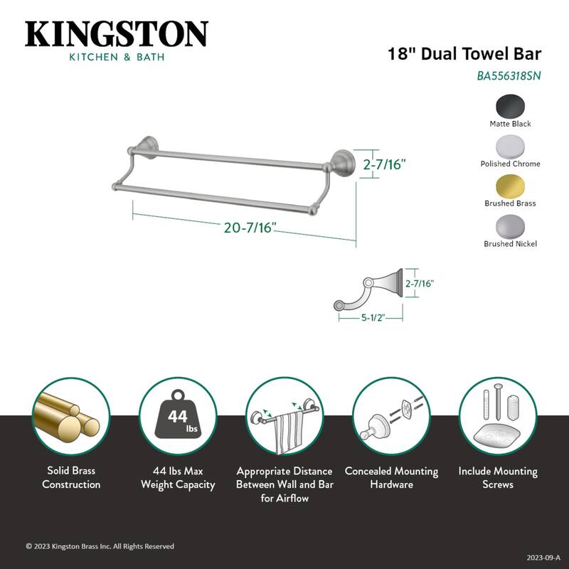 Royale 18-Inch Dual Towel Bar