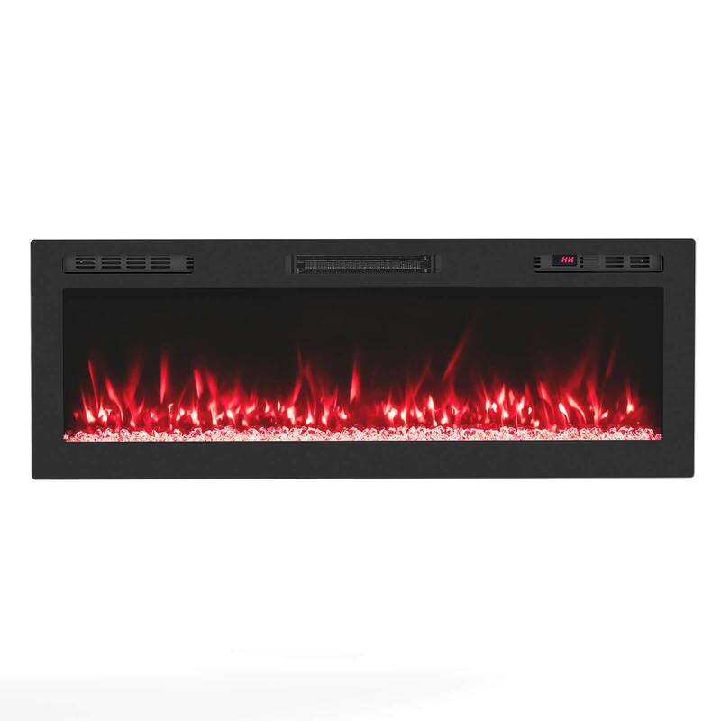 Costway 50" Smart WiFi Electric Fireplace Work with Alexa & Google - See Details - Black - See Details