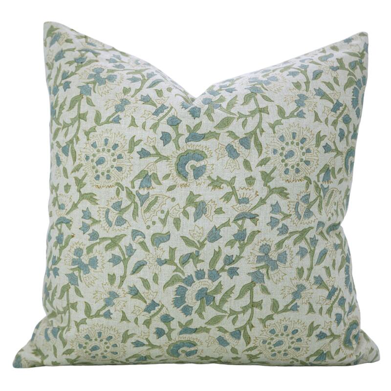 Fabdivine 14x20 Inch Floral Cushioncase for Gift, Living Room or Seasonal Home Décorative Aqua Linen Pillow Cover, Pushplata