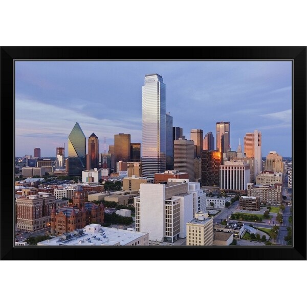 "Dallas Skyline at Dusk, Texas" Black Framed Print