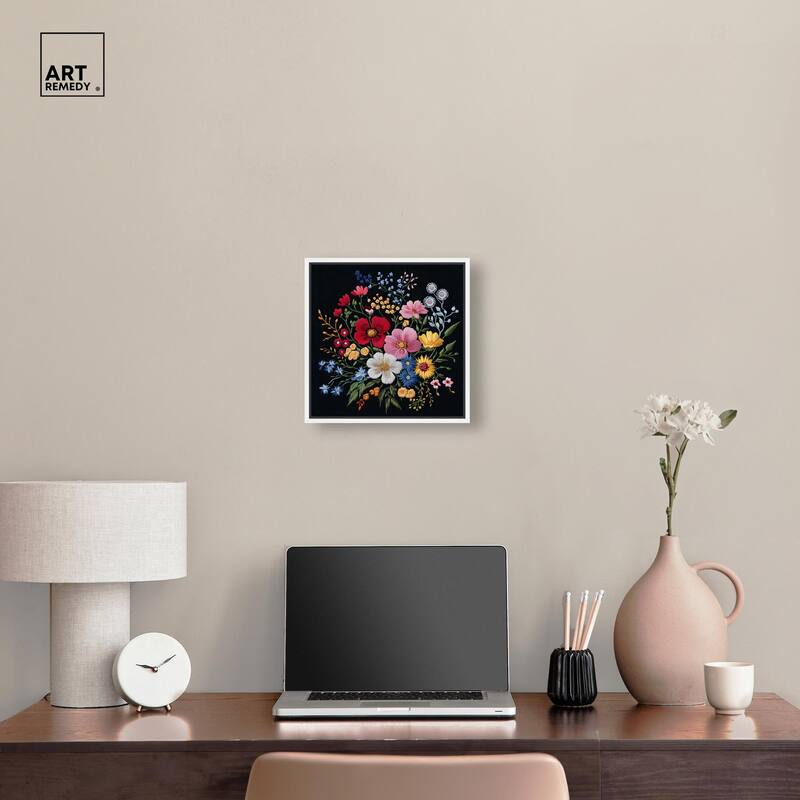 Midnight Wildflower Weave Canvas by Art Remedy