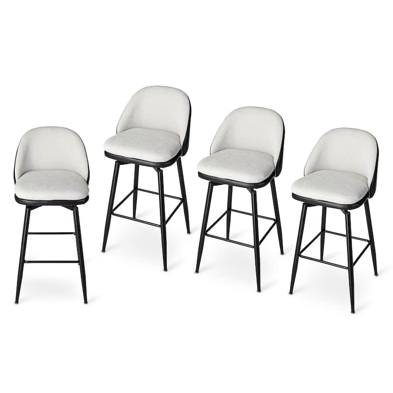 Glitzhome Modern Faux Leather Mixed Chenille Upholstered Swivel High Bar Stools