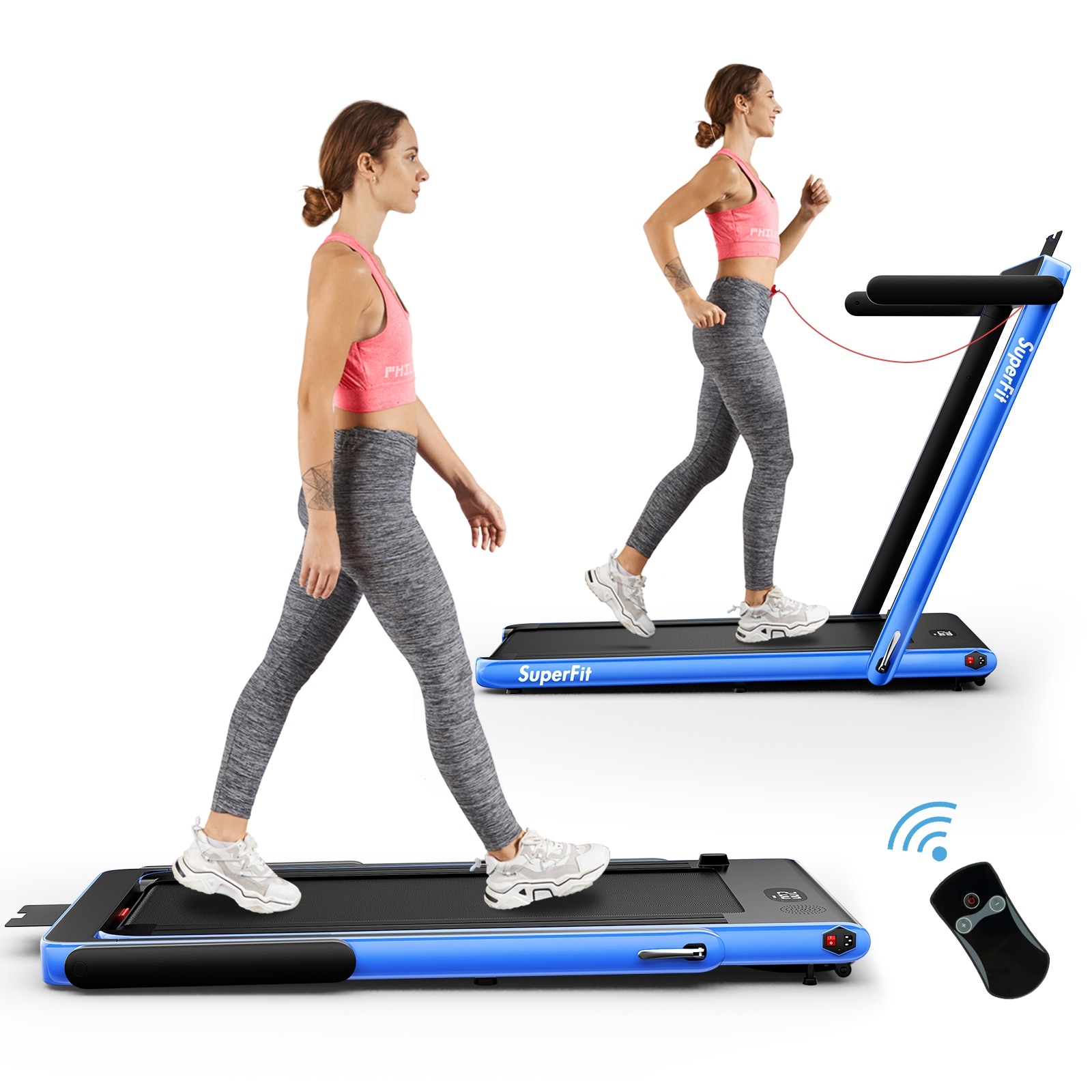 Goplus 2.25 hp 2 in 1 folding under desk treadmill remote control store