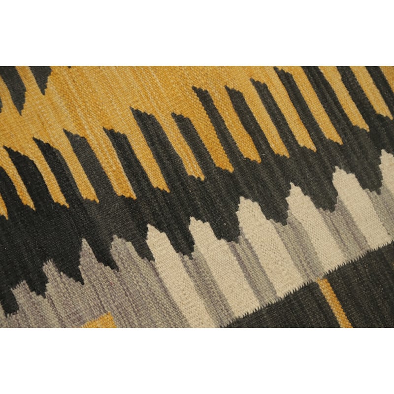 Hand Woven Oriental 100% Wool Carpet Southwestern Tribal Multi-Colored Kilim Runner Rug - 12' 0'' X 2' 8''