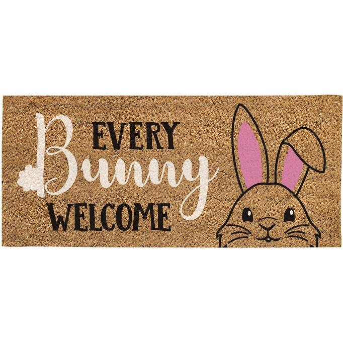 Every Bunny Welcome Flocked Sassafras Coir Switch Mat