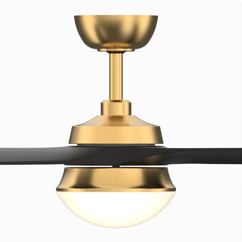 Barlow 52 inch Indoor/Outdoor Brushed Satin Brass with Black blades Ceiling Fan with LED CCT Select Light Kit and Remote