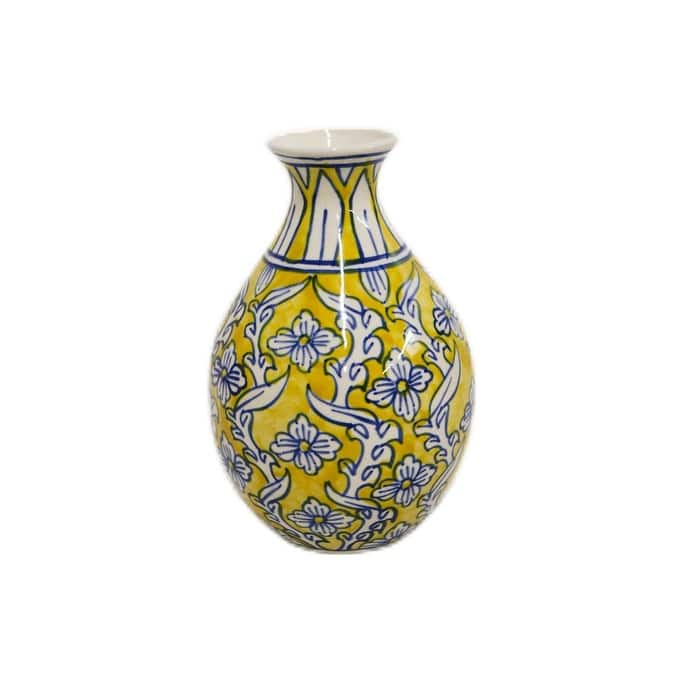 Home&Manor Ceramic Bottle Vase Yellow