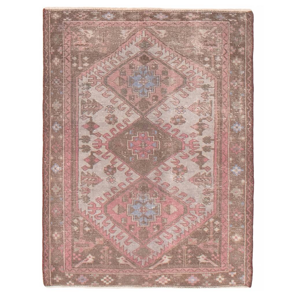 ECARPETGALLERY Hand-knotted Antalya Vintage Grey Wool Rug - 3'4 x 4'5