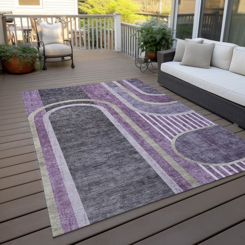 Machine Washable Indoor/ Outdoor Chantille Mid Century Modern Rug