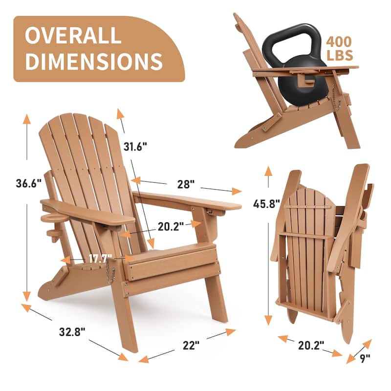 Vrakae Adjustable and Folding Adirondack Chair with Cup Holder