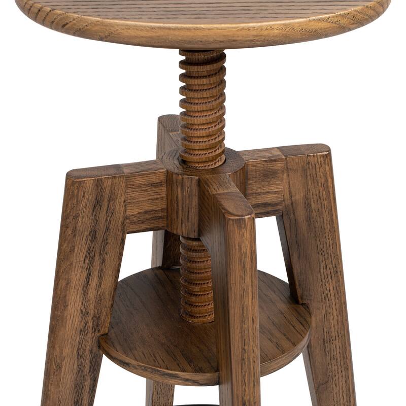 Oak Wood Adjustable Bar Counter Stool