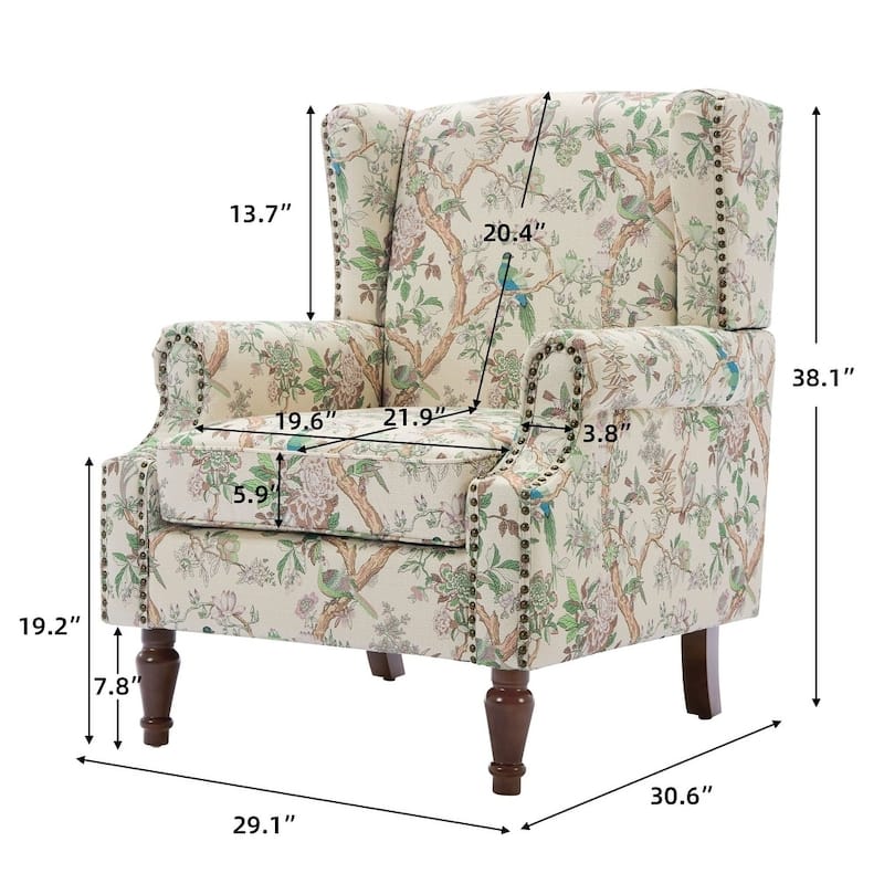 Patterned Upholstered Accent Chair for Living Room