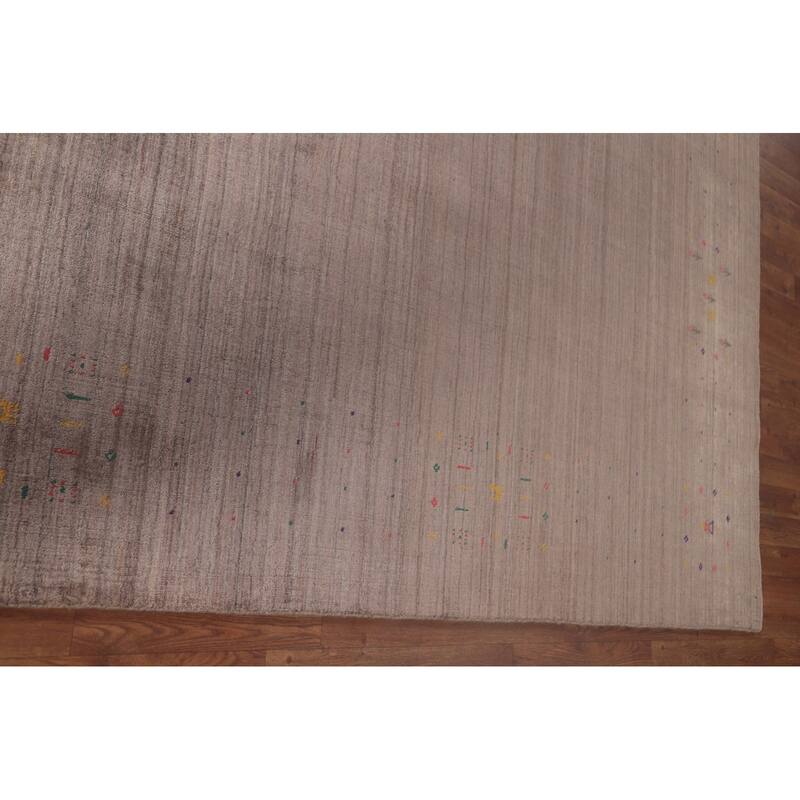 Gabbeh Indian Area Rug Handmade Silk Carpet - 7'11"x 9'9"