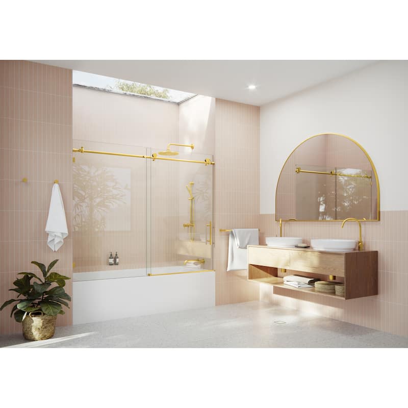 Glass Warehouse 68 in. - 72 in. x 60in. Frameless Bath Tub Sliding Shower Door