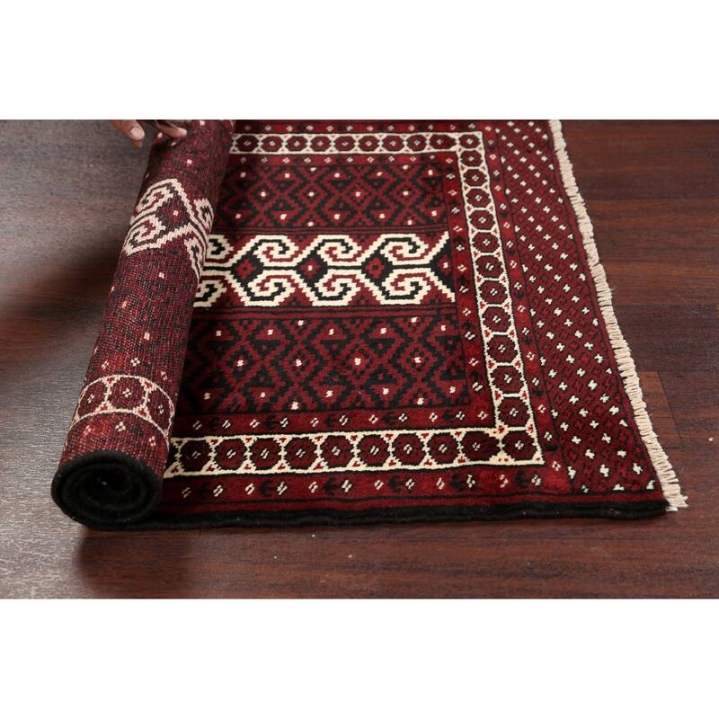 Geometric Balouch Persian Traditional Wool Area Rug Hand-knotted - 2'10" x 3'9"