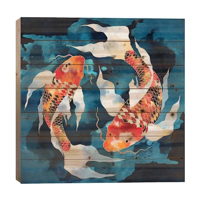 Metallic Koi II Print On Wood by SpaceFrog Designs - Multi-Color