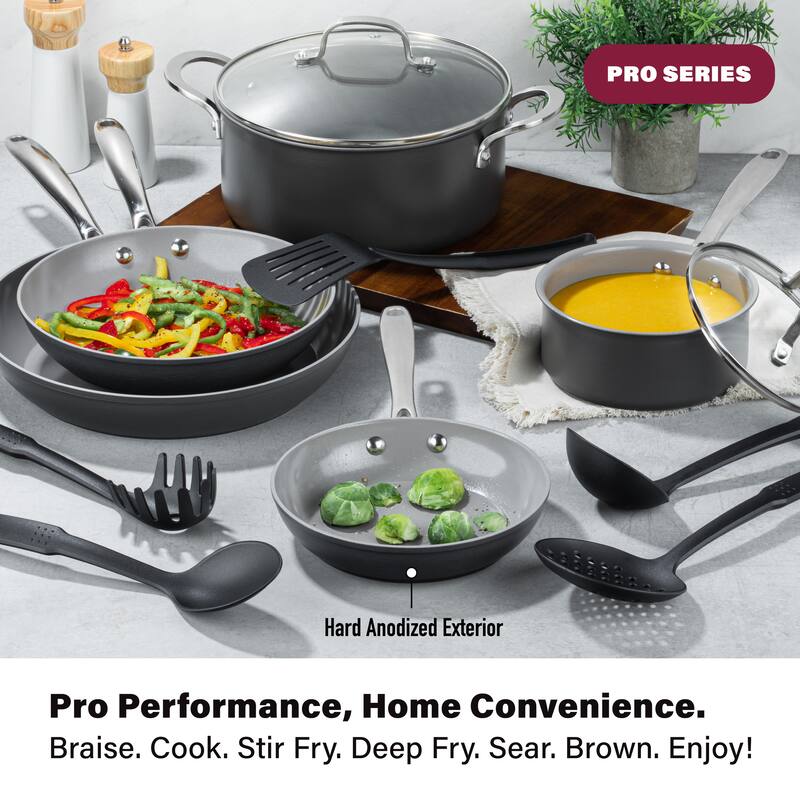 Granitestone Pro Hard Anodized 13 Piece Nonstick Cookware Set with Utensils
