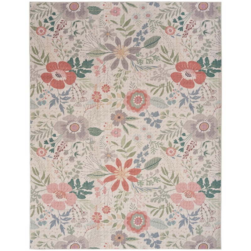 Nourison Washables Indoor Pink Floral Area Rug - 5' 2" x 7' - Multi - Rectangle