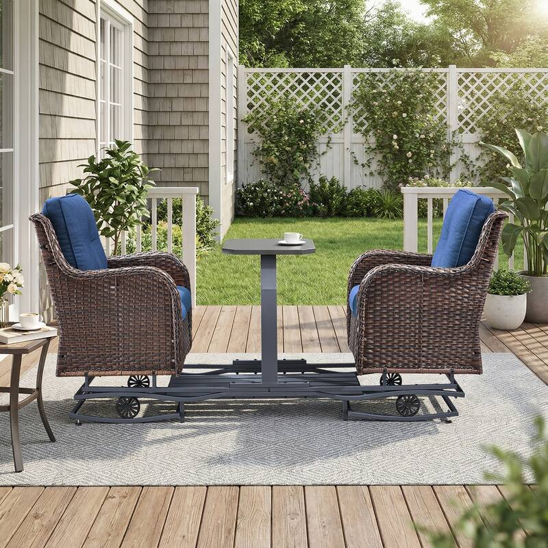 Pocassy Outdoor Patio 2-Person Swing Glider Chair